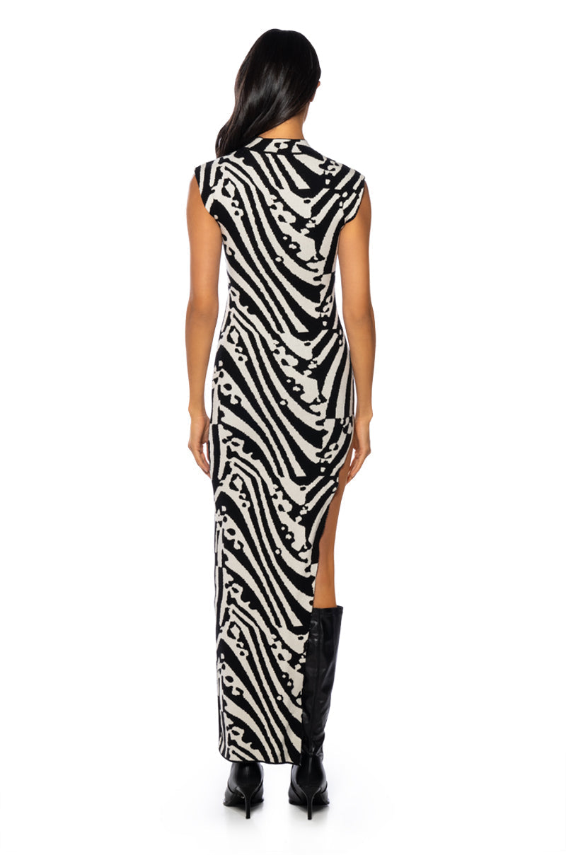 CAUGHT MY EYE MOCK NECK KNIT MIDI DRESS