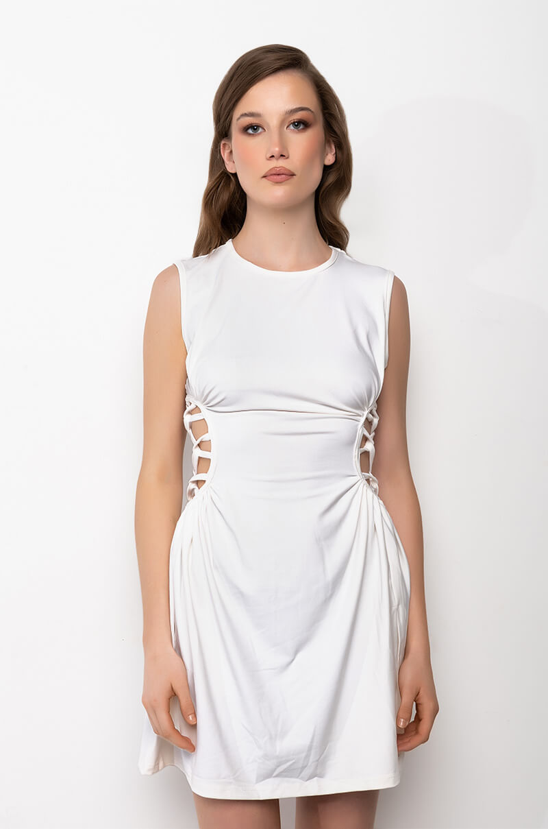 CAUGHT UP IN THE TWIST MINI DRESS WITH SLIT