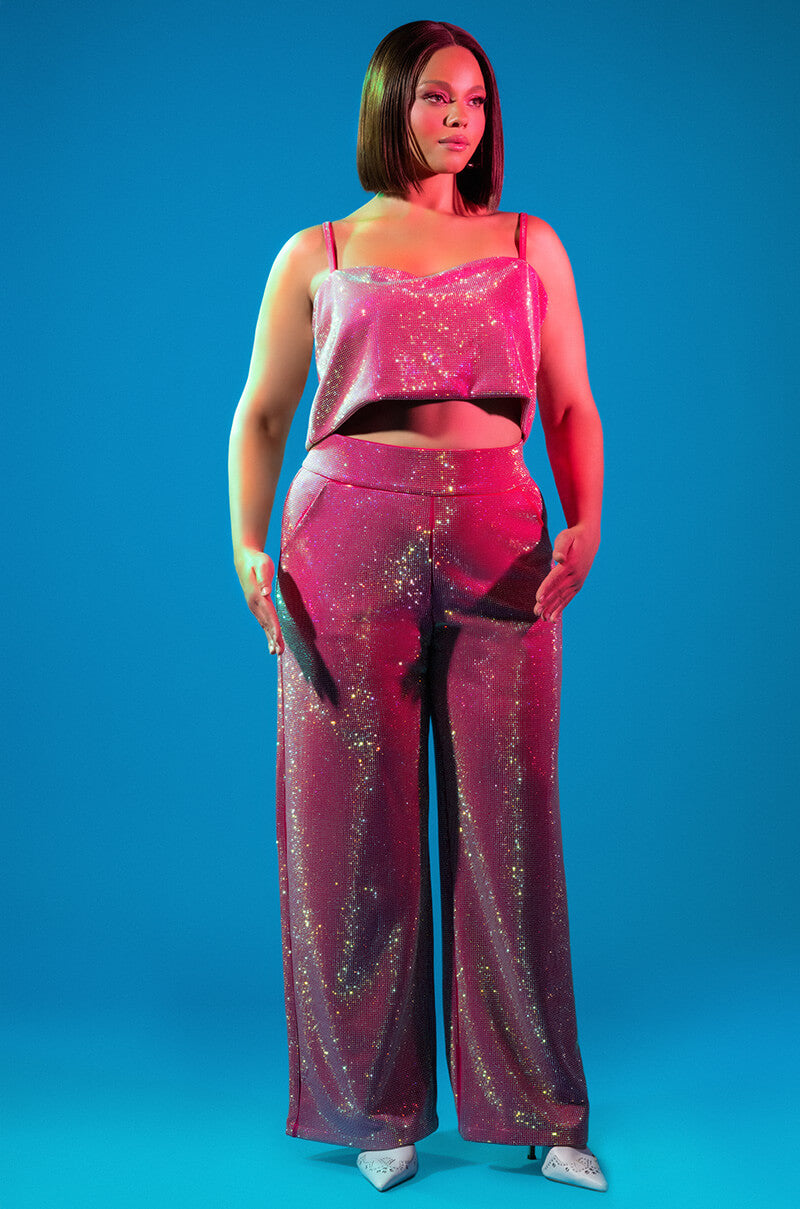 CENTER OF ATTENTION RHINESTONE TOP IN PINK