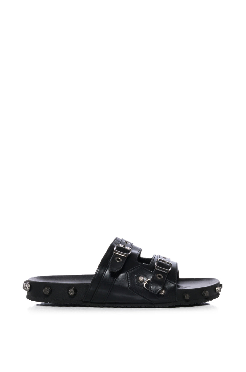 COMBOO EMBELLISHED FLAT SANDAL BLACK