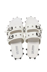 COMBOO EMBELLISHED FLAT SANDAL WHITE