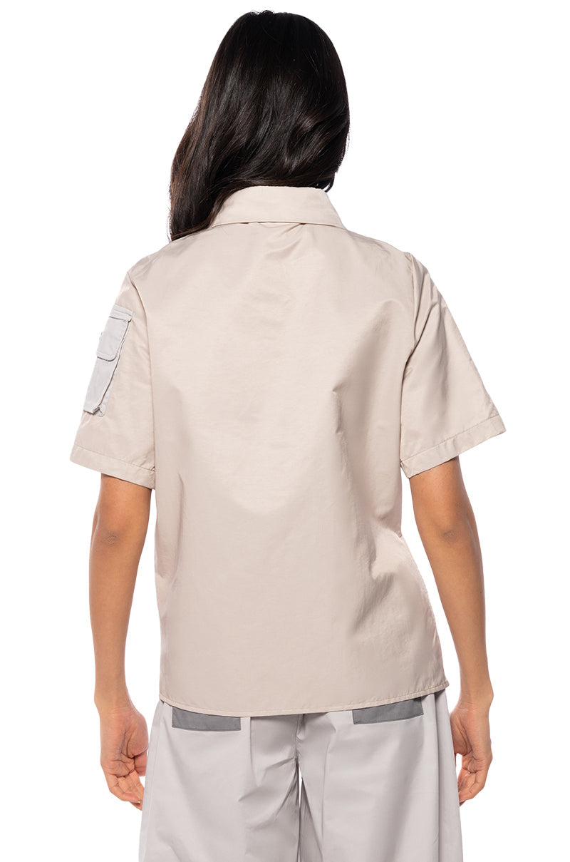 CHARLEE ASYMMETRICAL BUTTONDOWN TOP