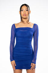 COME MY WAY LONG SLEEVE MESH MINI DRESS