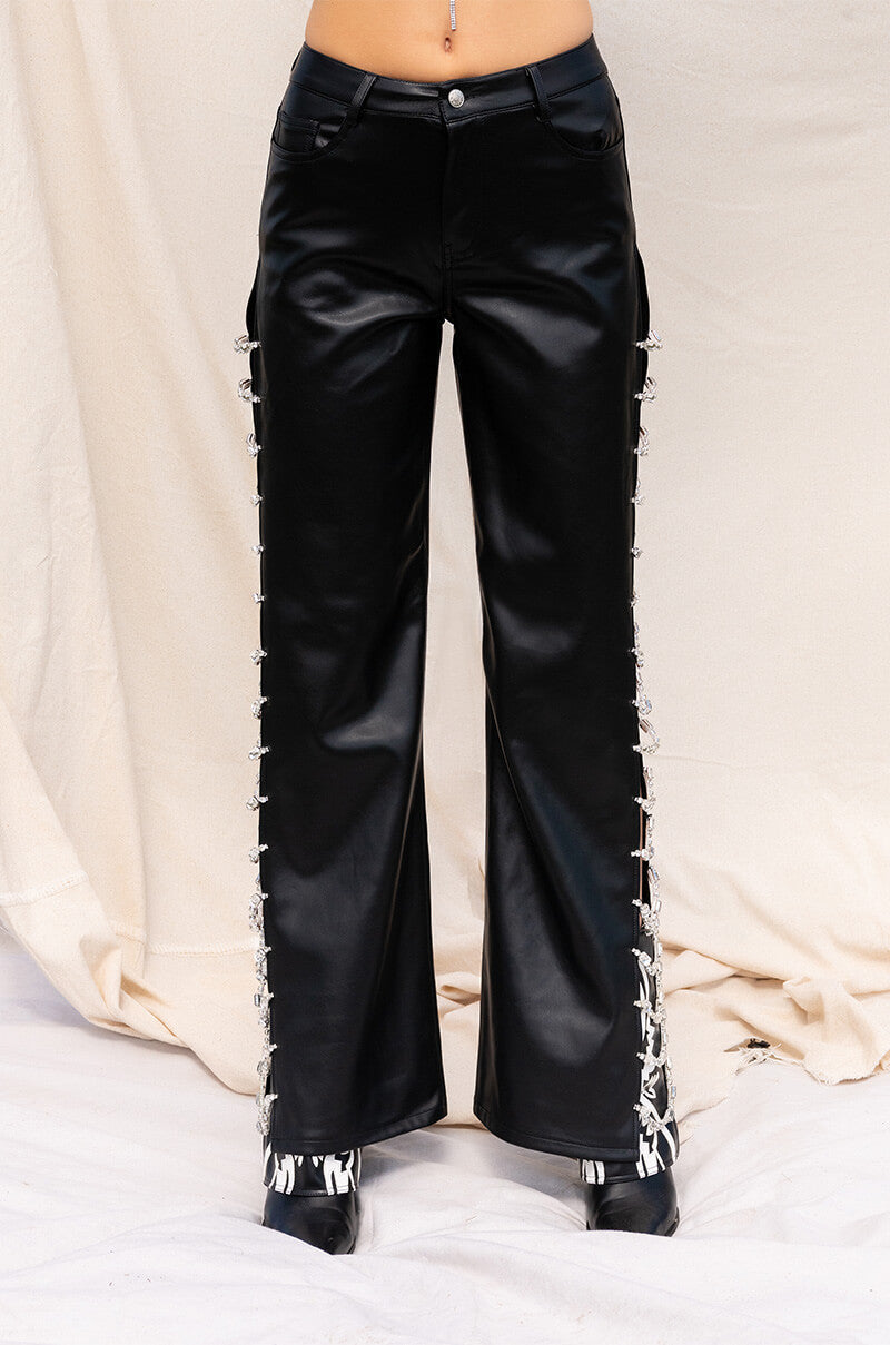 COVERED IN ICE FAUX LEATHER PANT
