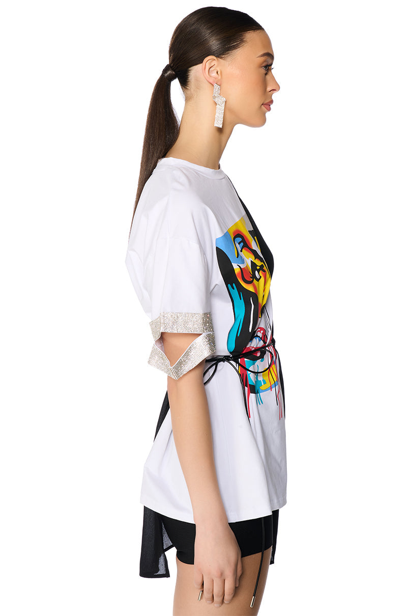 CRAZY SEXY COOL MIX FABRIC T SHIRT
