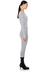 CREATING MOVEMENT FITTED MINERAL WASH MIDI DRESS