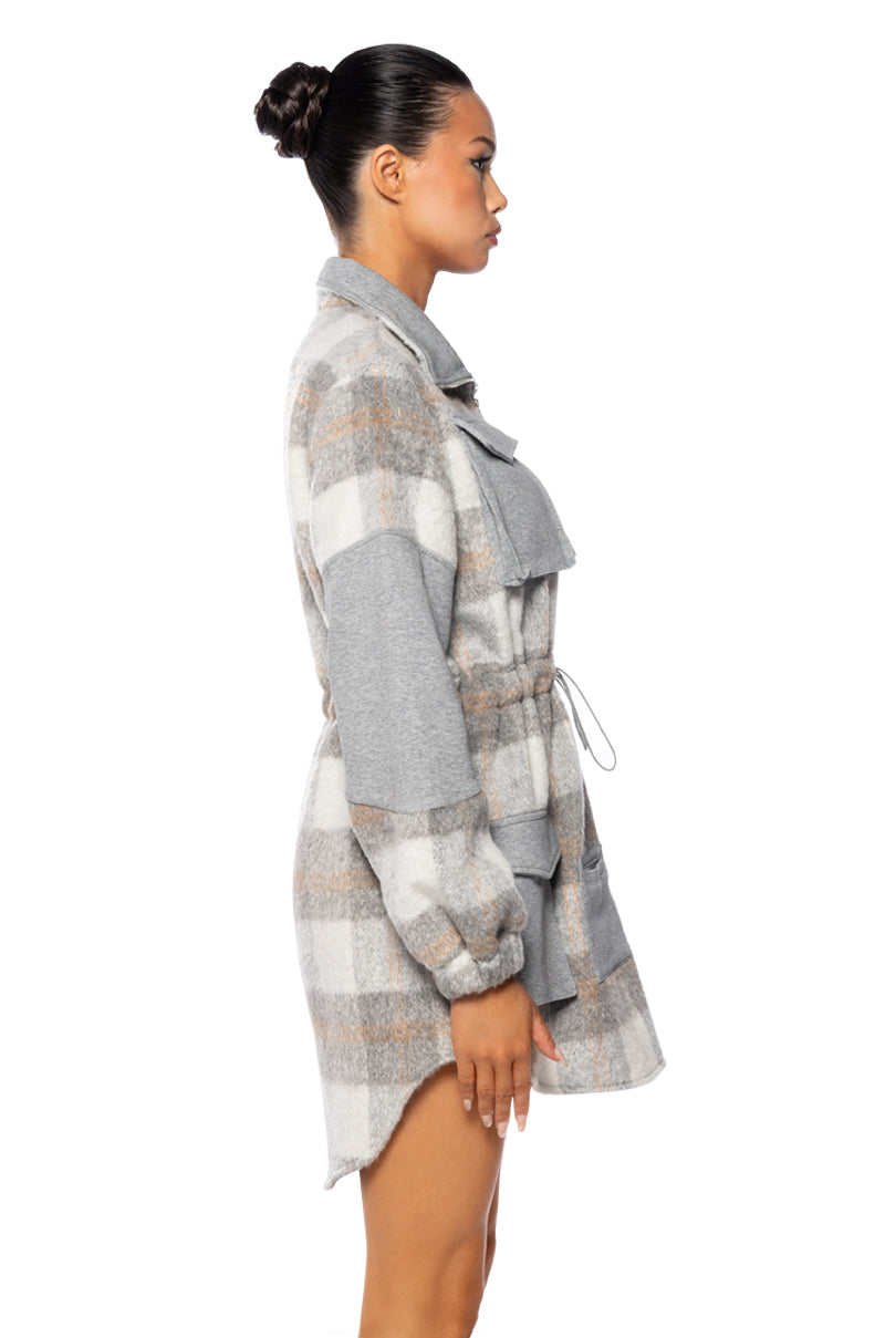 CUDDLE WEATHER PLAID MINI DRESS