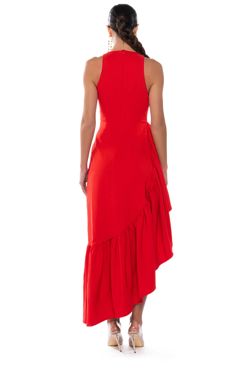 DANCE WITH ME RUCHED WAIST SLEEVELESS MAXI DRESS