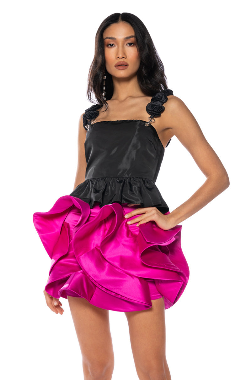DARK ROSE SLEEVELESS PEPLUM BLOUSE