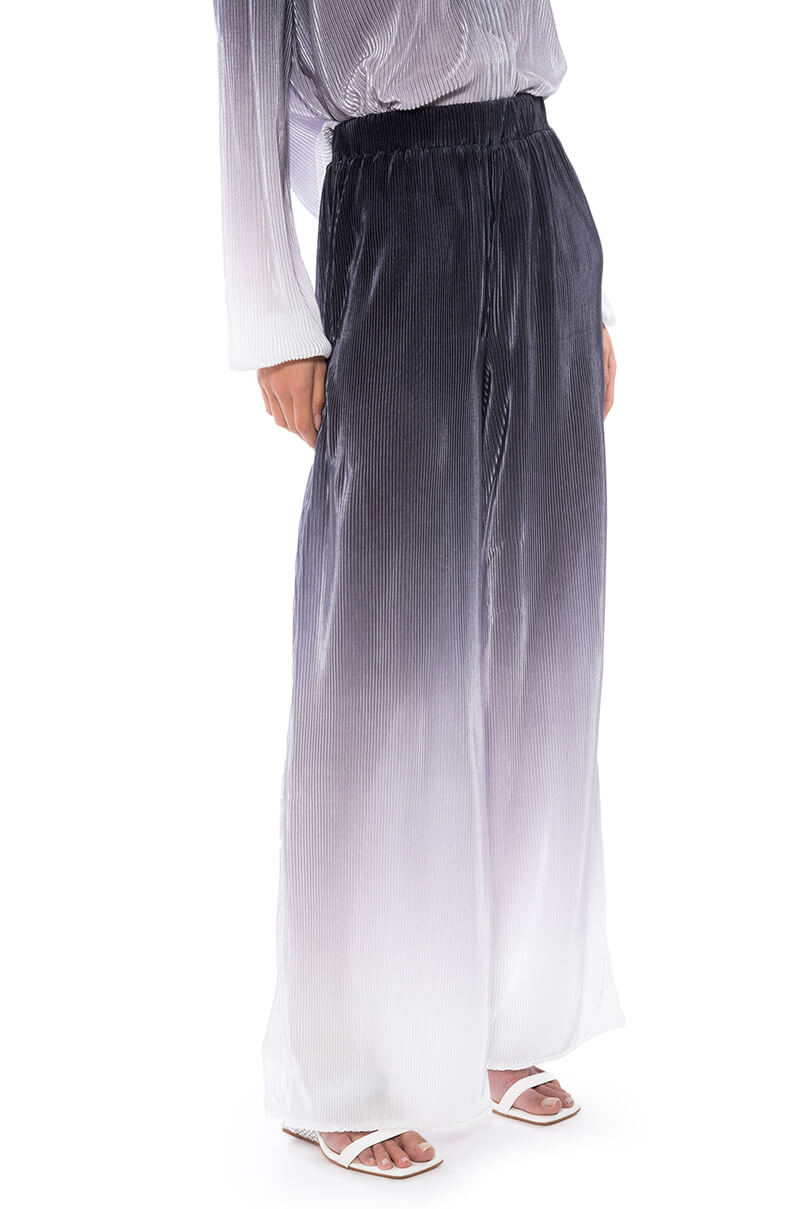 DAY TO NIGHT PLEATED SATIN WIDE LEG PANTS