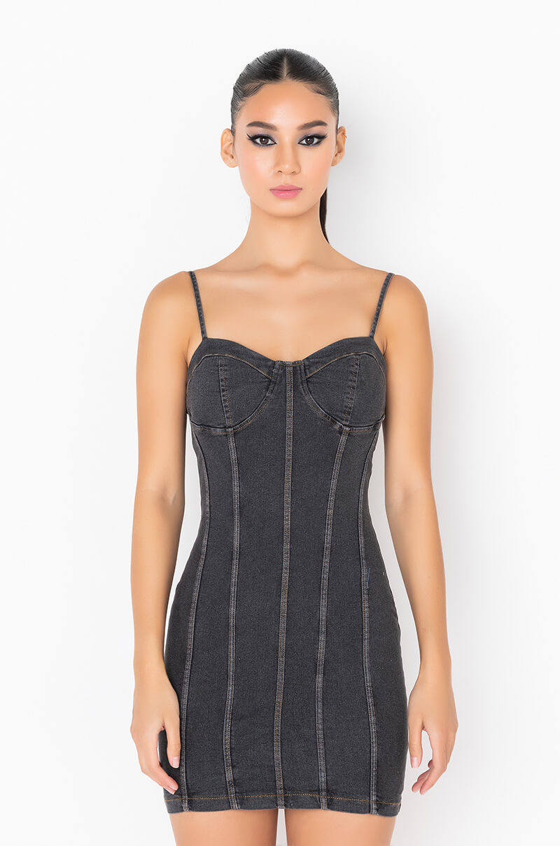 DAY TRIP DENIM MINI TUBE DRESS