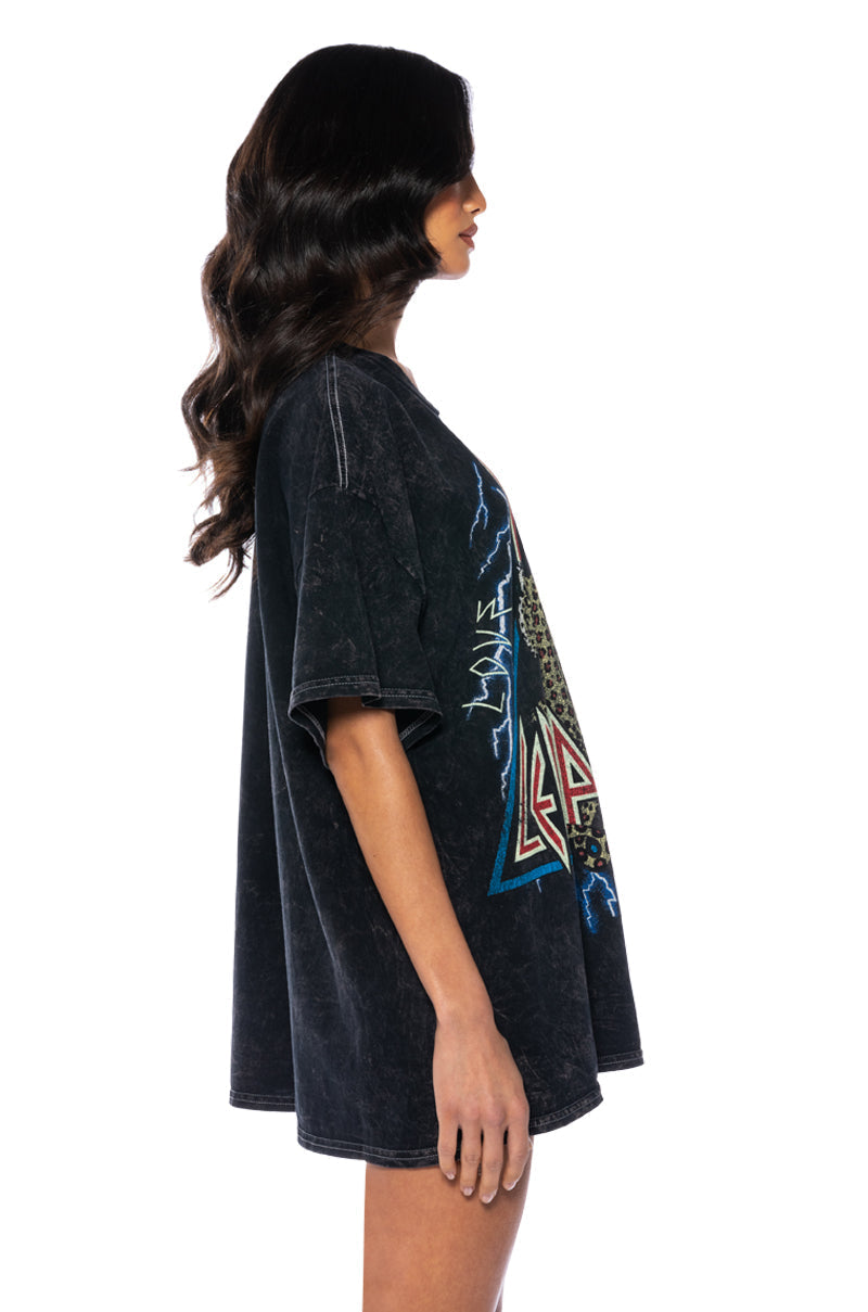 DEF LEPPARD ONE SIZE ACID WASH TEE