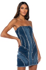 DENIM DIVA COLOR BLOCKED MINI DRESS