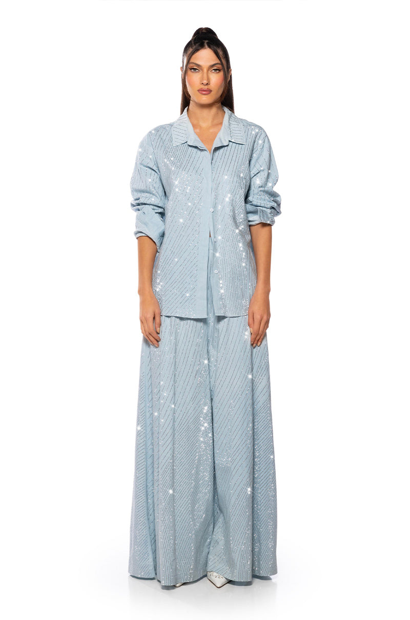 DENIMANIA RHINESTONE BUTTON DOWN