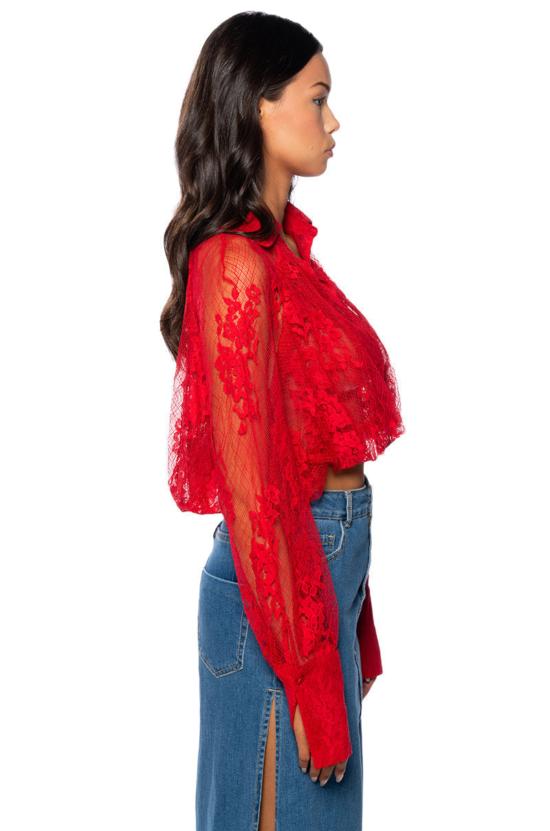 DESTINED FOR GREATNESS COLLARED LACE BLOUSE