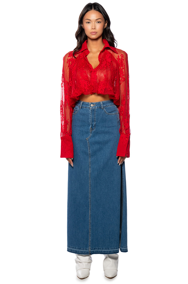 DESTINED FOR GREATNESS COLLARED LACE BLOUSE
