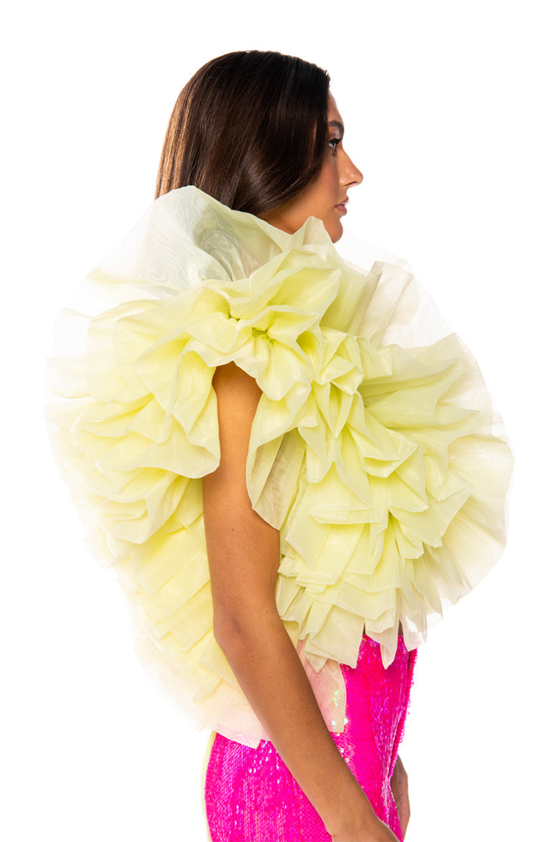 ELENA STATEMENT RUFFLE TOP IN YELLOW