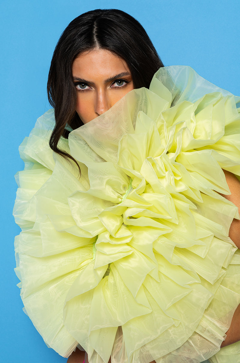 ELENA STATEMENT RUFFLE TOP IN YELLOW