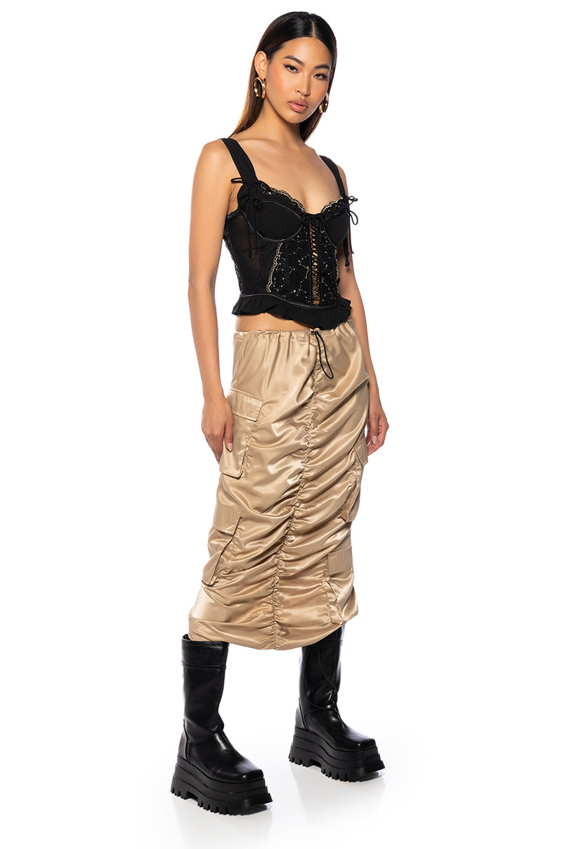 EMBER EMBROIDERED CAP SLEEVE CORSET