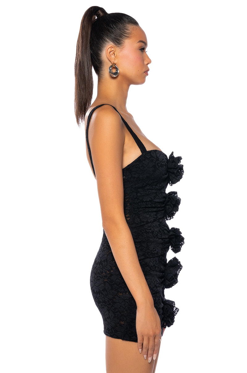 EVERY ROSE HAS ITS THORNS LACE CUTOUT MINI DRESS