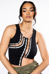 EXPENSIVE TASTE PIN DETAIL TOP