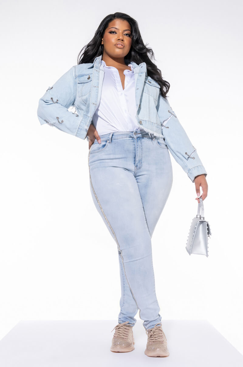 EXTREME STRETCH HIGH WAIST PEARL SKINNY JEANS