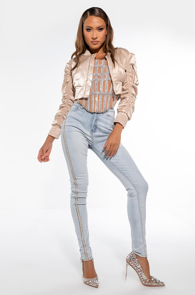EXTREME STRETCH HIGH WAIST PEARL SKINNY JEANS