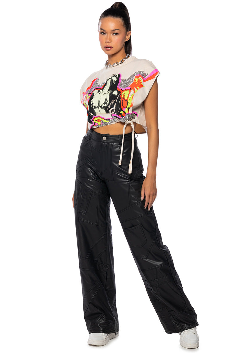 EXTREME STRETCH PATCHWORK WIDE LEG PANT