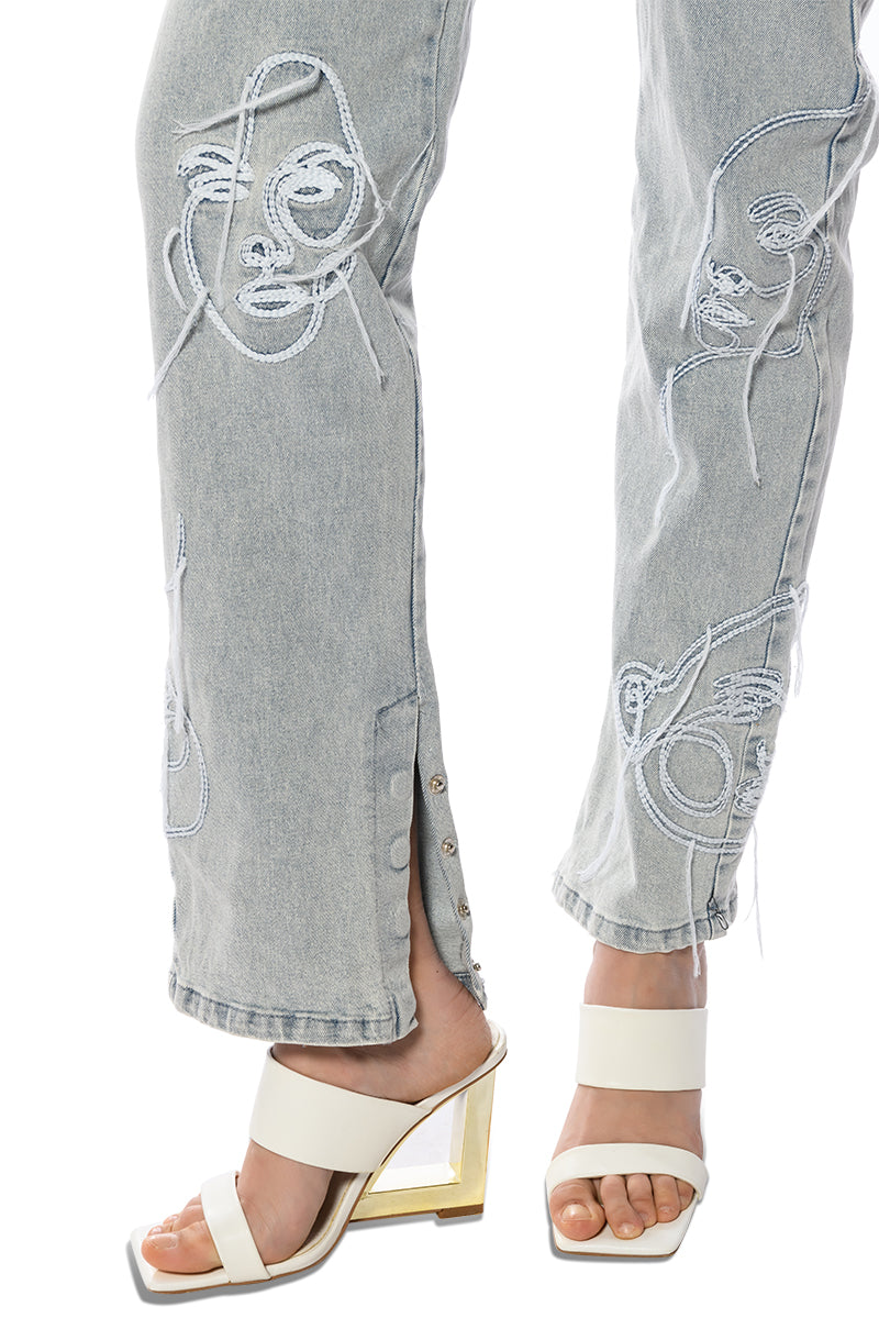 FACE ART STRAIGHT LEG JEANS