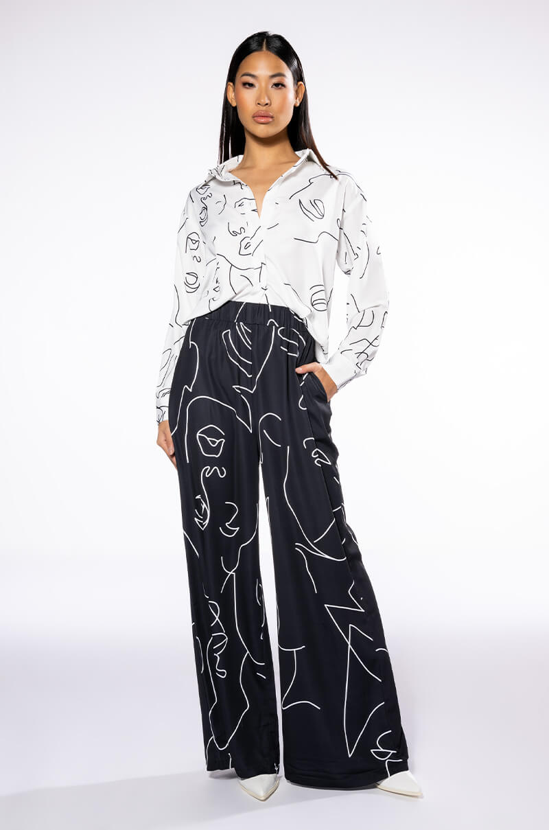 FACES BUTTON DOWN BLOUSE