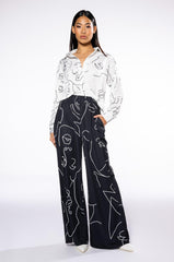 FACES BUTTON DOWN BLOUSE
