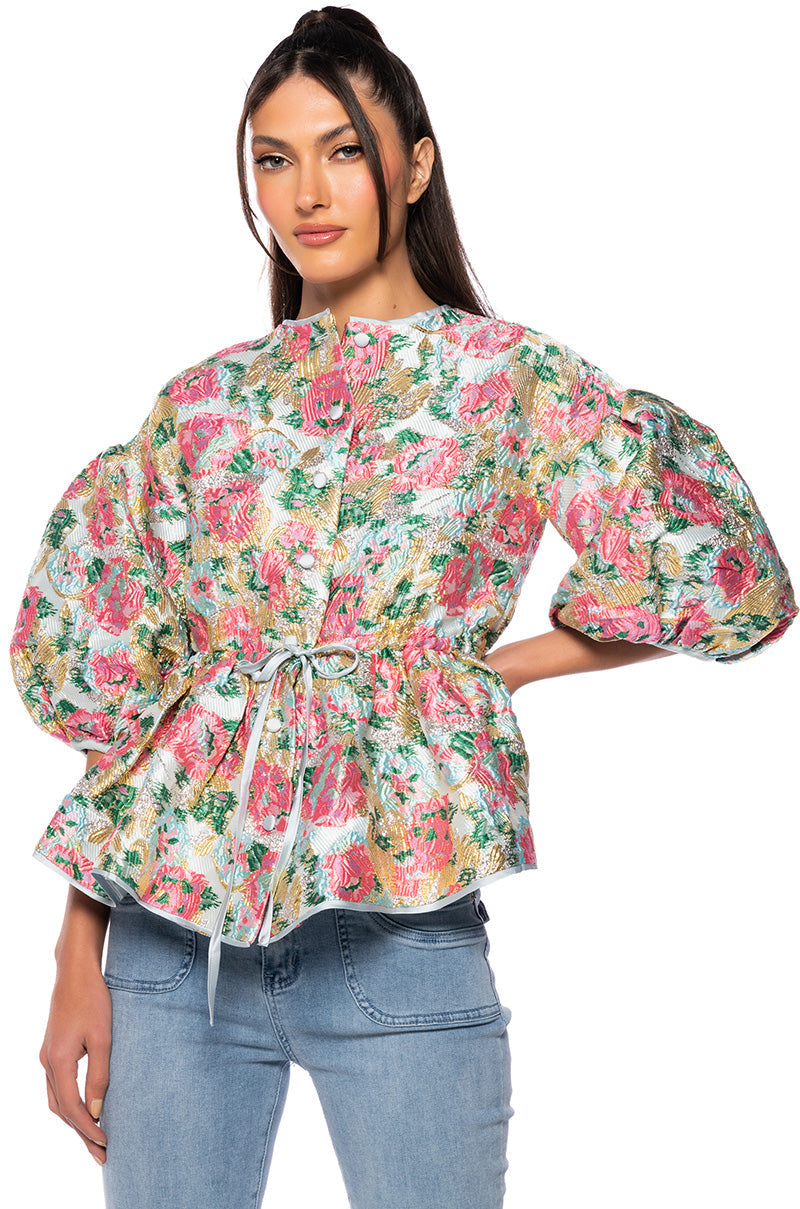 FIELD OF ROSES BROCADE BLOUSE