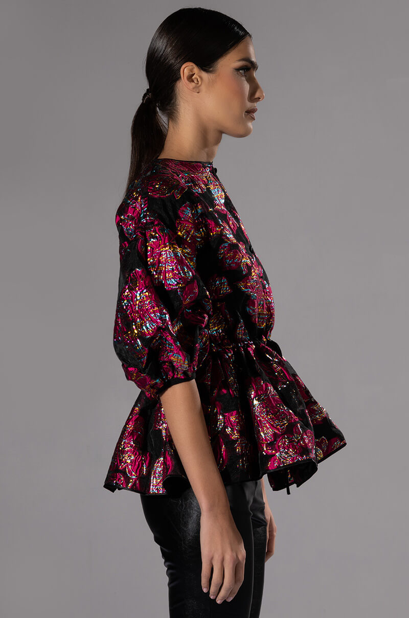 FIELD OF ROSES BROCADE BLOUSE