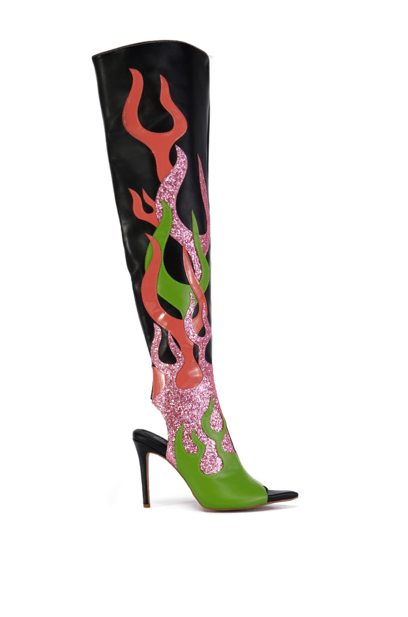 FIRESS MULTI FLAME OPEN TOE WESTERN SANDAL BOOT