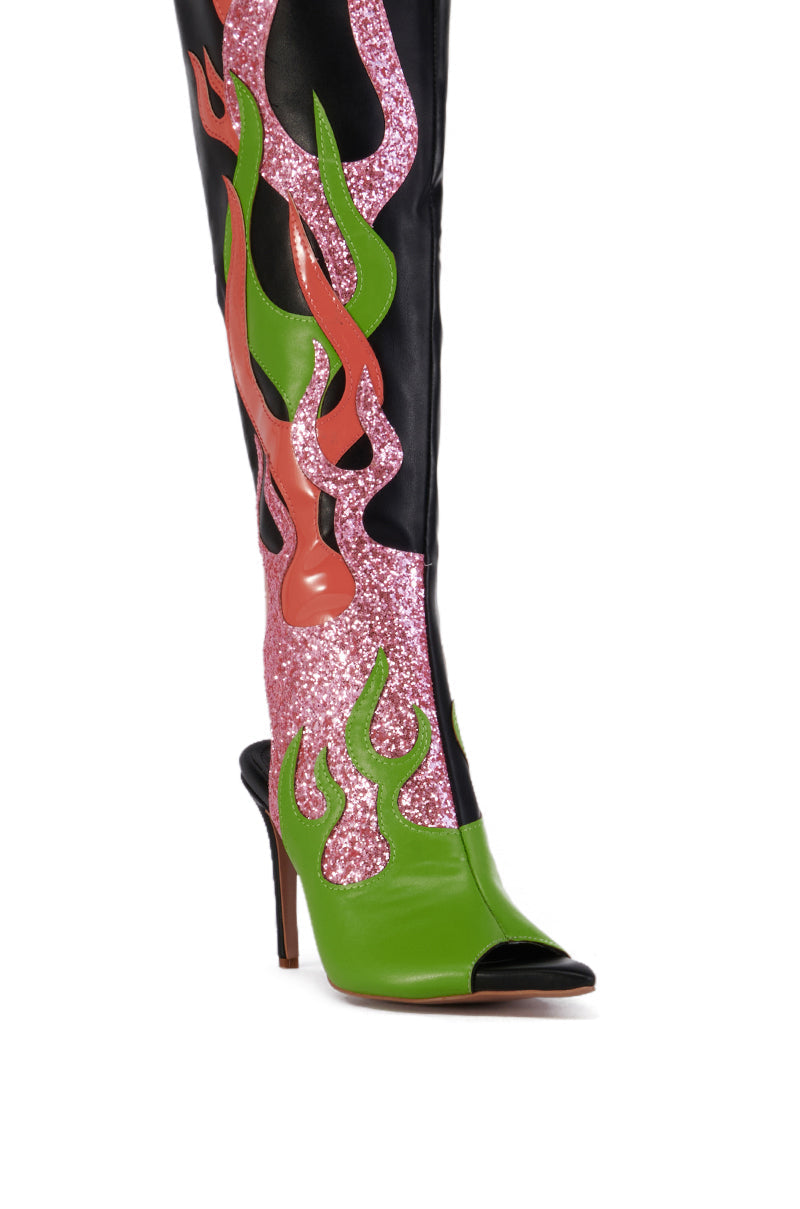 FIRESS MULTI FLAME OPEN TOE WESTERN SANDAL BOOT