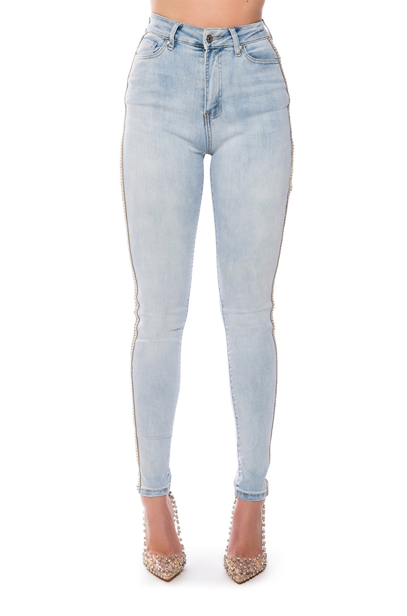 EXTREME STRETCH HIGH WAIST PEARL SKINNY JEANS
