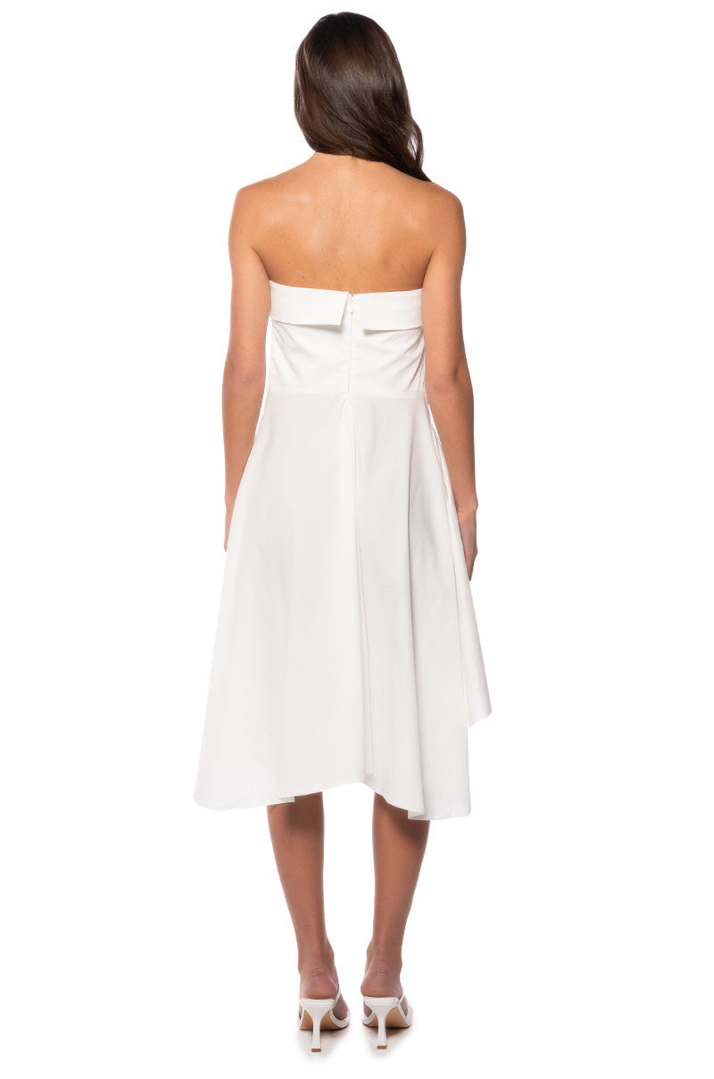 FLORA STRAPLESS TIE WAIST POPLIN MINI DRESS