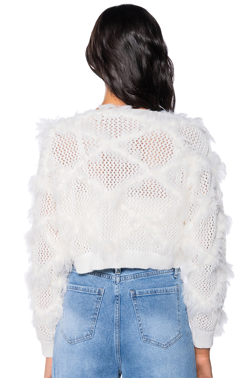 FLORAL DETAIL CARDIGAN AND BRALETTE SET IN WHITE