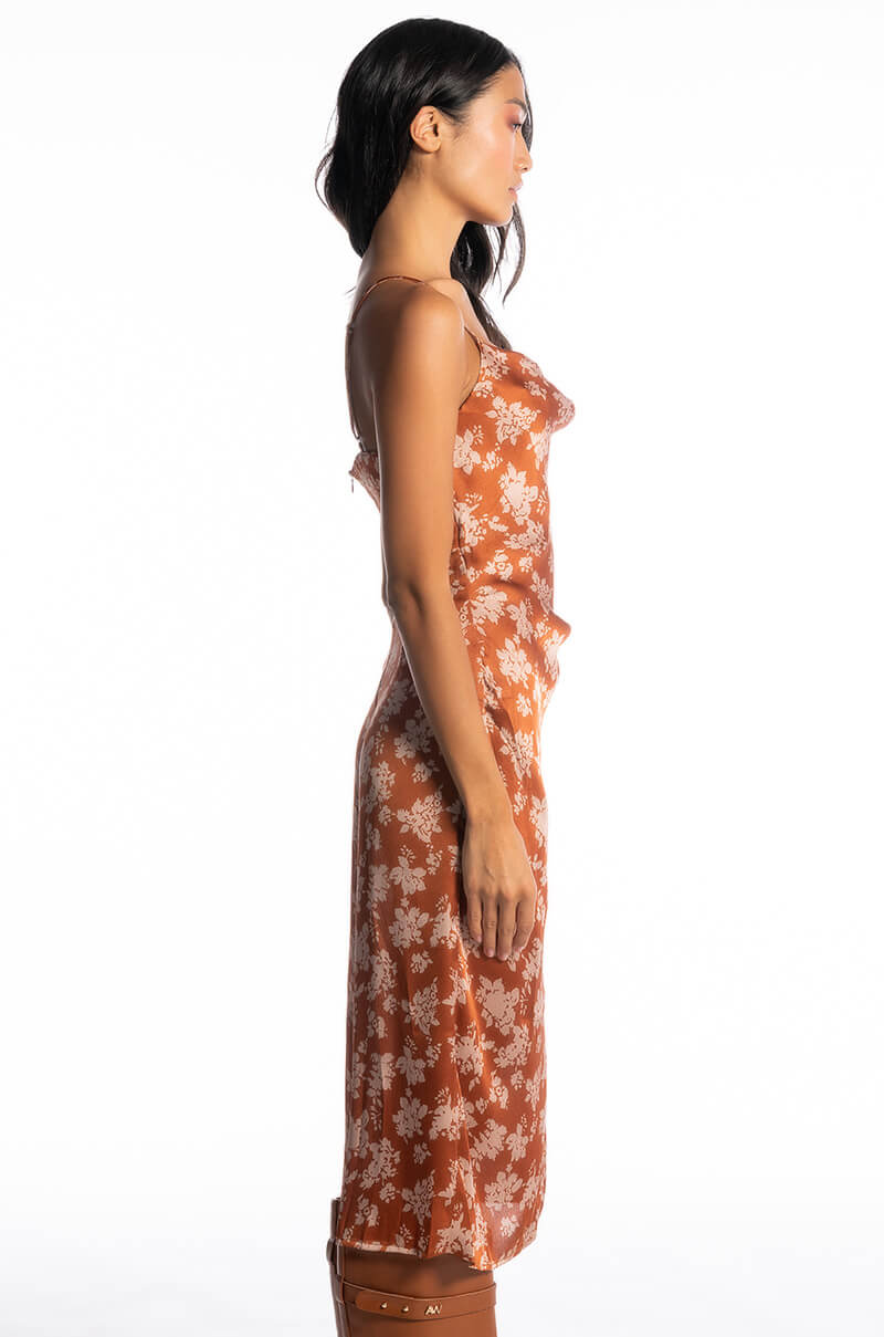 FLORAL PICTURE OF CLASS SATIN SLIP DRESS