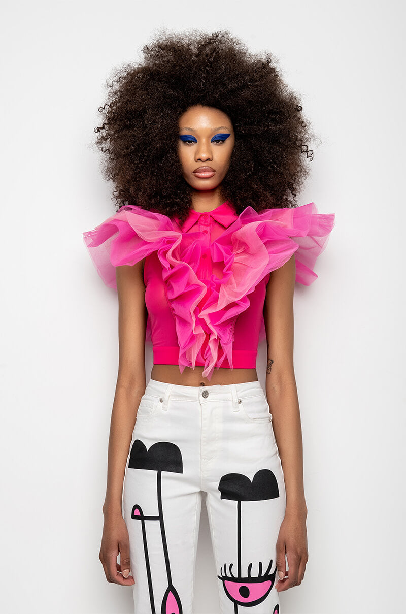APHRODITE SLEEVELESS MESH BLOUSE