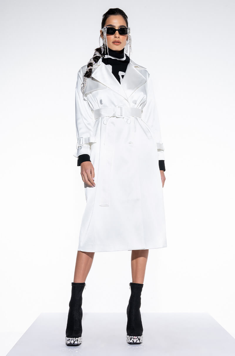 FOXY WHITE SATIN TRENCH
