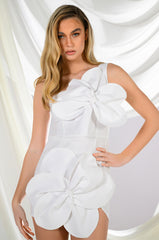 GEMMA FLORAL DETAIL ONE SHOULDER MINI DRESS