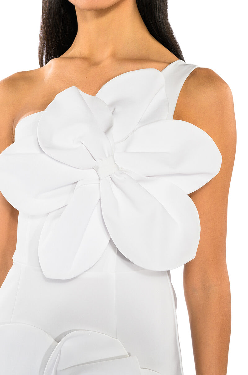 GEMMA FLORAL DETAIL ONE SHOULDER MINI DRESS