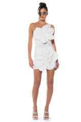 GEMMA FLORAL DETAIL ONE SHOULDER MINI DRESS