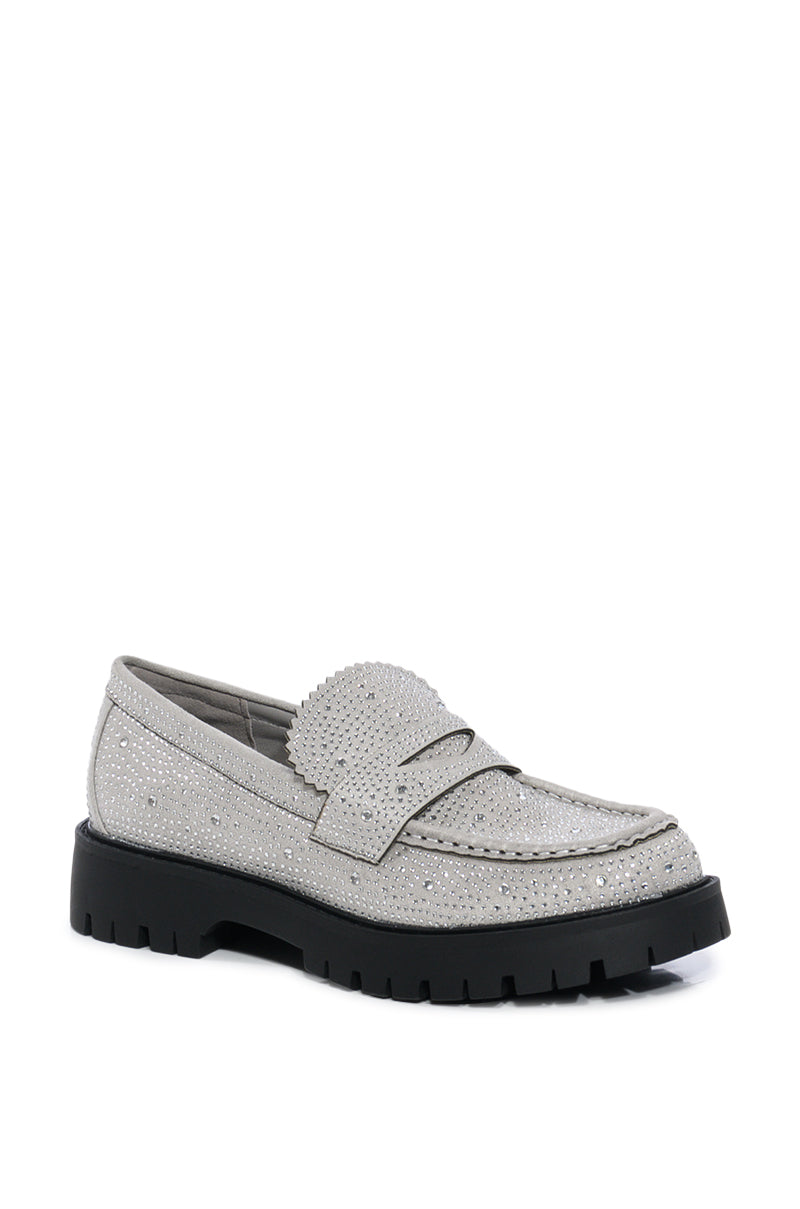GENTLY EMBELLISHED LOAFER IN SILVER