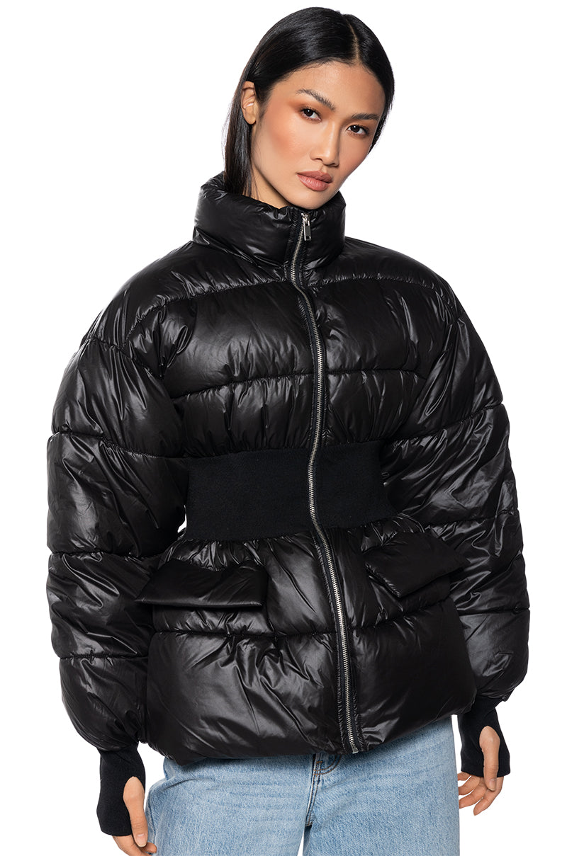 GEORGETOWN PUFFER COAT WITH RIB WAIST