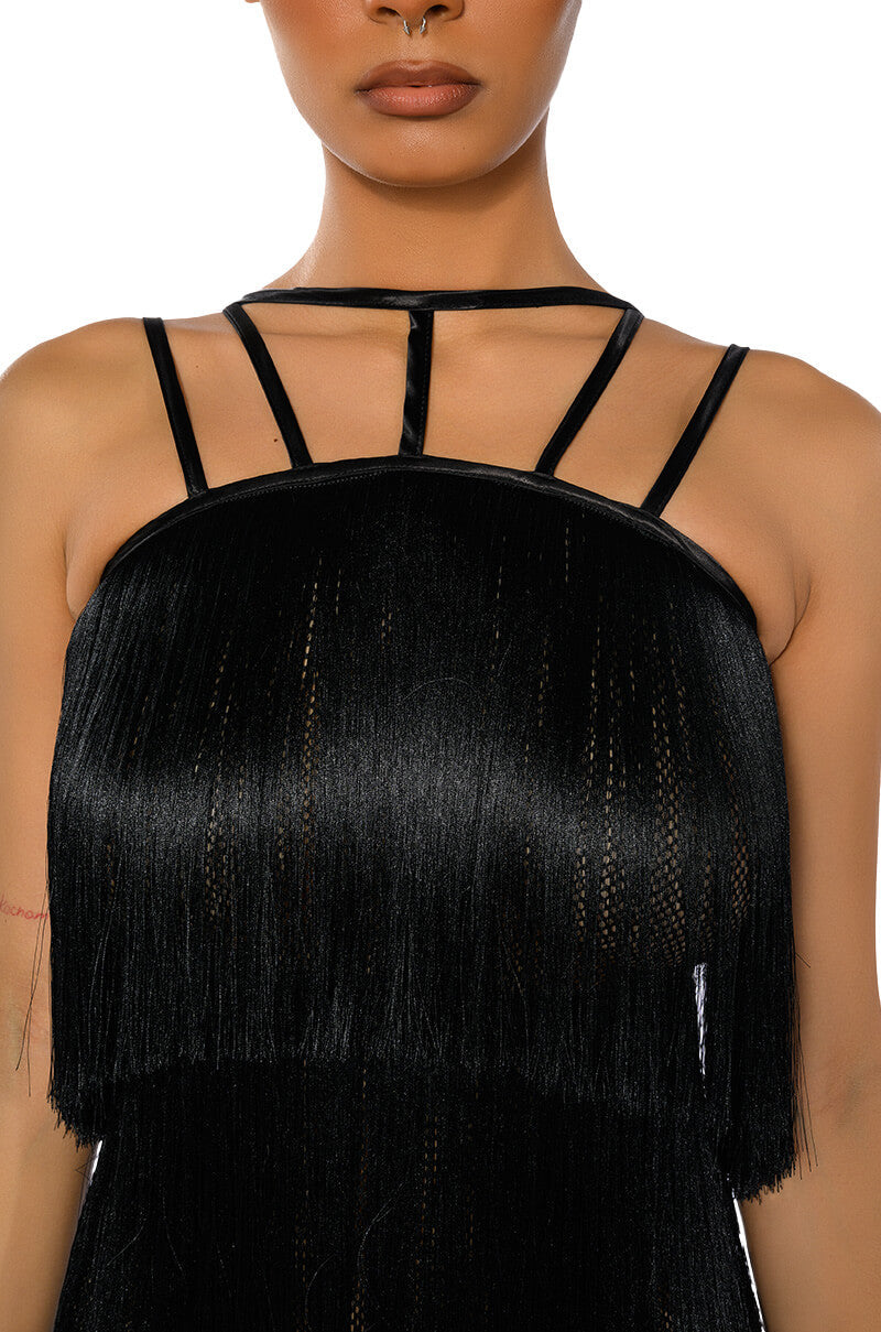 GIGGLE WATERS MAXI FRINGE LAYERED DRESS