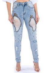 GLAMOUR RHINESTONE SKINNY JEANS