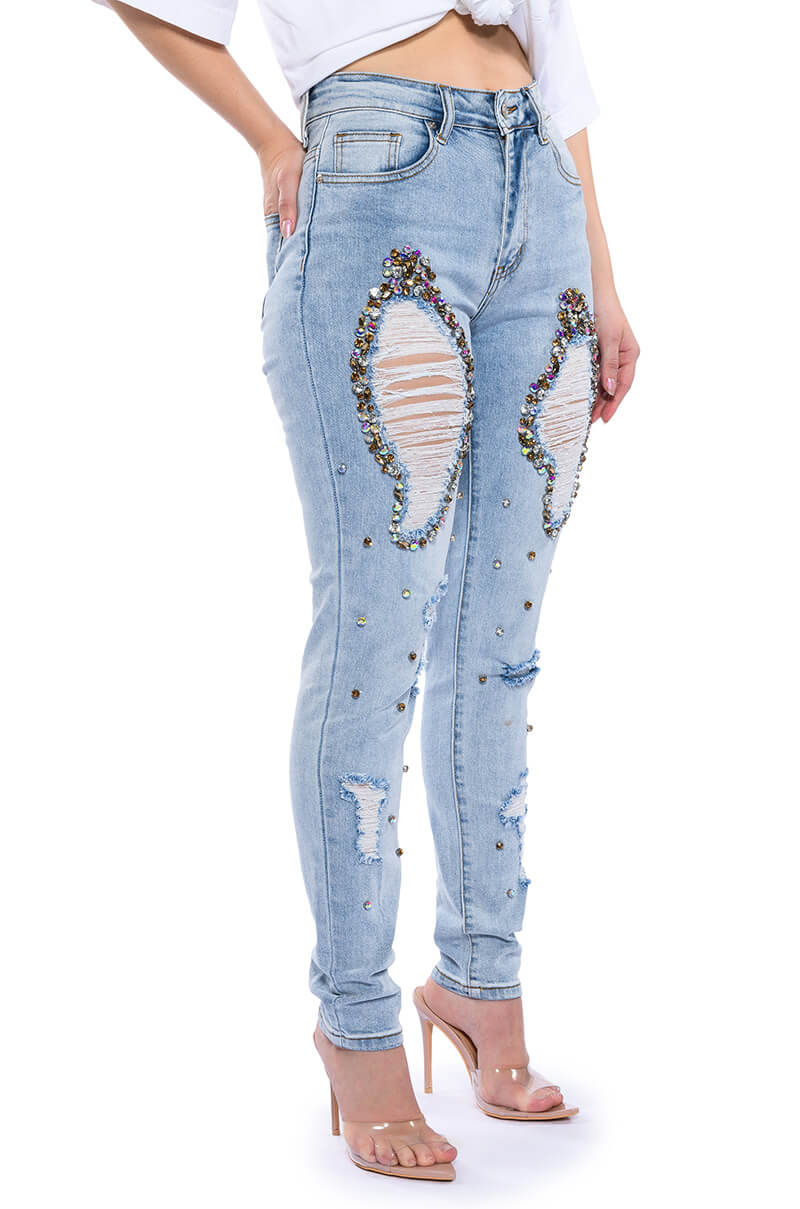 GLAMOUR RHINESTONE SKINNY JEANS