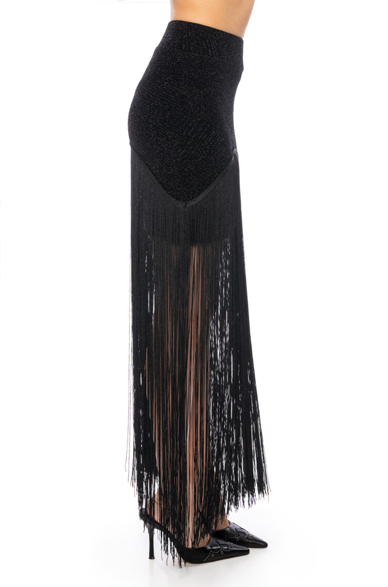 GLIMPSE OF ME FRINGE MINI SKIRT